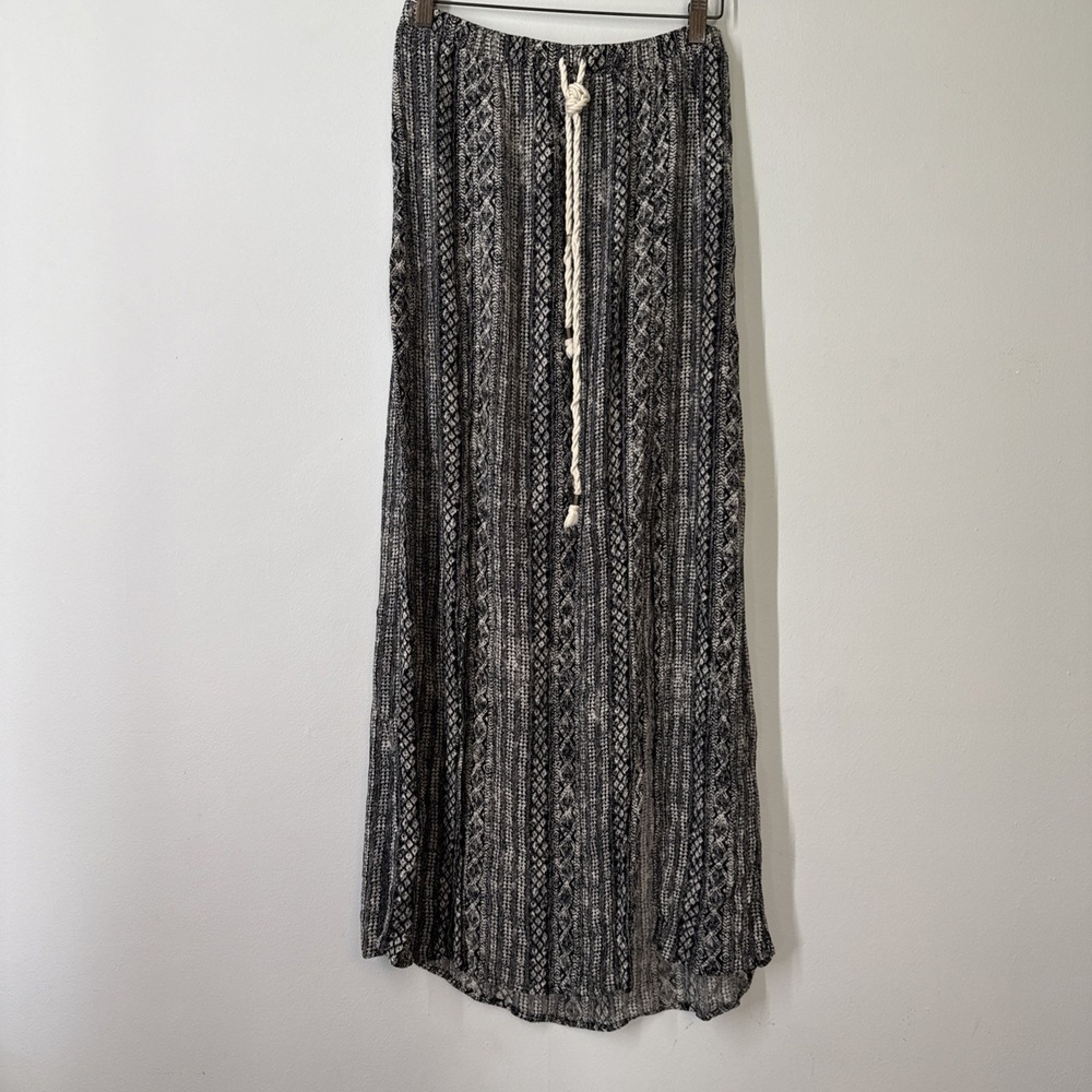 Mossimo Maxi Skirt Womens M Boho Chic Slit Hem Drawstring